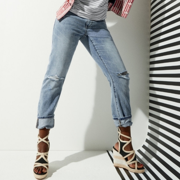 Cabi 100% BF Boyfriend High Rise Relaxed Fit Jean Sandstorm Ripped Light Wash 0 - Picture 7 of 13